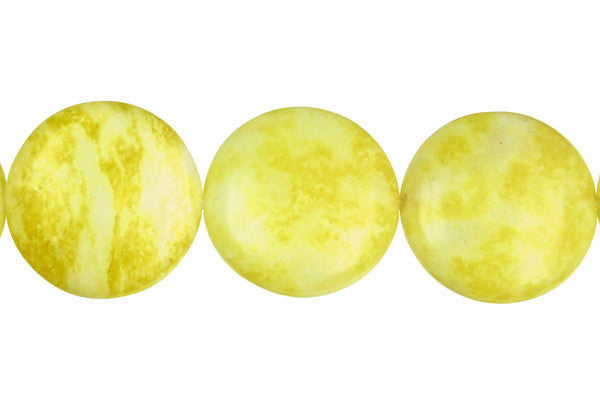 Lemon Jade Beads - Coin (A) - 20x20mm - 16-inch - unbranded beads for jewelry making