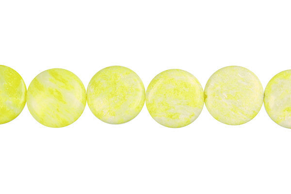Lemon Jade Beads - Coin (A) - 12x12mm - 16-inch - unbranded beads for jewelry making