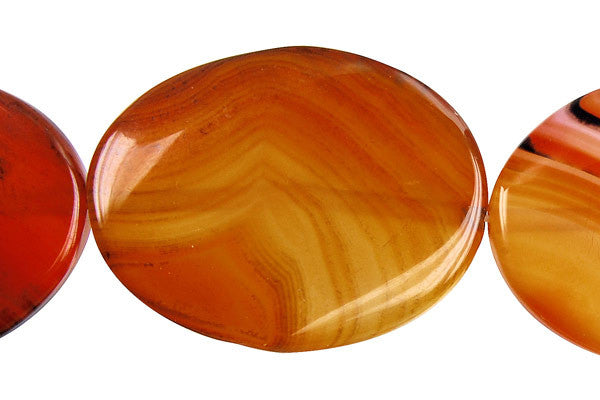 Sardonyx Beads - Red - Twisted Flat Oval - 30x40mm - 14-15-inch - unbranded beads for jewelry making