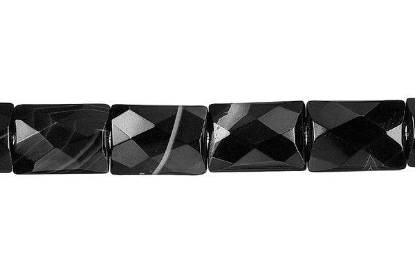 Black Sardonyx Beads - Black - Faceted Rectangle - 10x14mm - 16-inch - unbranded beads for jewelry making
