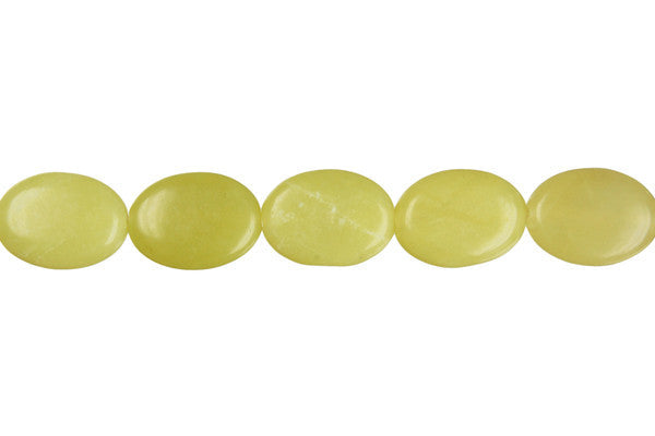 Olive Jade Beads - Light) Flat Oval - 8x12mm - 16-inch - unbranded beads for jewelry making