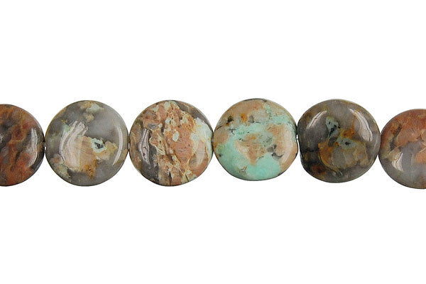 New African Turquoise Beads - New African Turquoise Coin - 12x12mm - 16-inch - unbranded beads for jewelry making