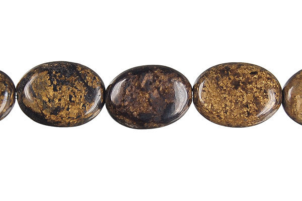 Bronzite Beads - Flat Oval - 13x18mm - 16-inch - unbranded beads for jewelry making