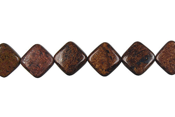 Bronzite Beads - Diamond Square - 10x10mm - 16-inch - unbranded beads for jewelry making