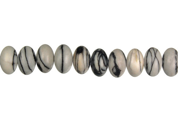 Spider Webbed Jasper Beads - Rondelle - 6x10mm - 16-inch - unbranded beads for jewelry making