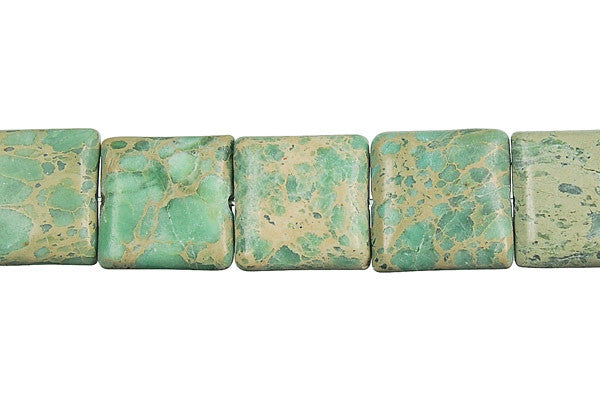 Aqua Terra Jasper Beads - Turquoise) Flat Square - 14x14mm - 16-inch - unbranded beads for jewelry making