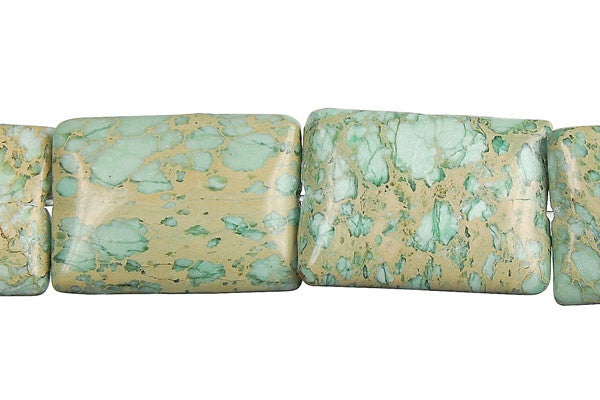 Aqua Terra Jasper Beads - Turquoise) Flat Rectangle - 18x25mm - 16-inch - unbranded beads for jewelry making