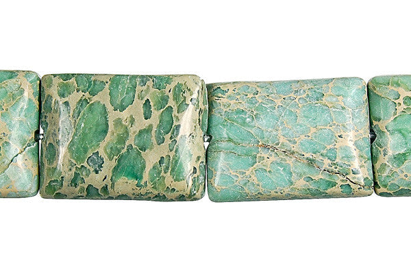Aqua Terra Jasper Beads - Turquoise) Flat Rectangle - 15x20mm - 16-inch - unbranded beads for jewelry making