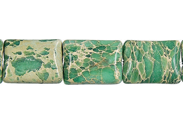 Aqua Terra Jasper Beads - Turquoise) Flat Rectangle - 12x16mm - 16-inch - unbranded beads for jewelry making