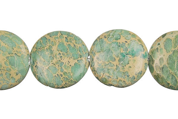 Aqua Terra Jasper Beads - Turquoise) Coin - 20x20mm - 16-inch - unbranded beads for jewelry making