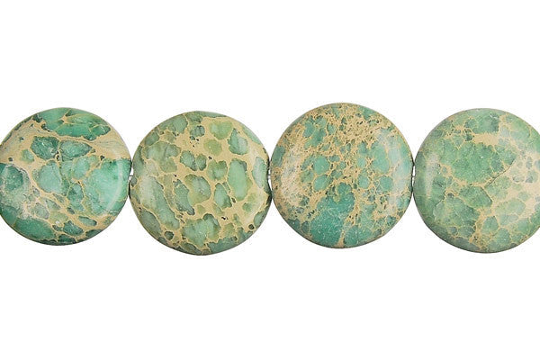 Aqua Terra Jasper Beads - Turquoise) Coin - 16x16mm - 16-inch - unbranded beads for jewelry making