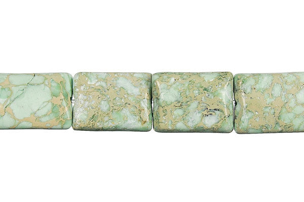 Aqua Terra Jasper Beads - Turquoise) Flat Rectangle (B) - 12x16mm - 16-inch - unbranded beads for jewelry making