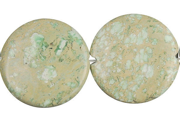 Aqua Terra Jasper Beads - Turquoise) Coin (B) - 30x30mm - 16-inch - unbranded beads for jewelry making