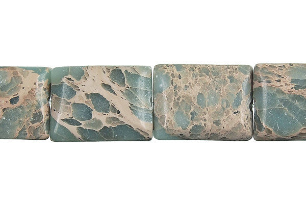 Aqua Terra Jasper Beads - Flat Rectangle (Square Corner) - 15x20mm - 16-inch - unbranded beads for jewelry making