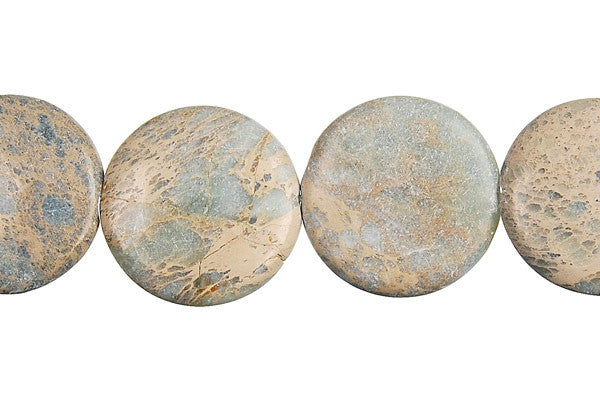 Aqua Terra Jasper Beads - Coin - 20x20mm - 16-inch - unbranded beads for jewelry making