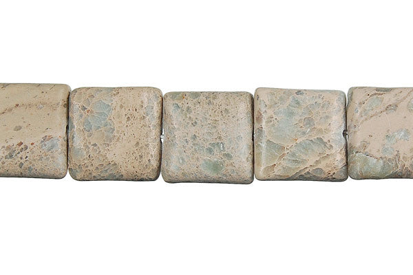 Aqua Terra Jasper Beads - Flat Square (B) - 14x14mm - 16-inch - unbranded beads for jewelry making
