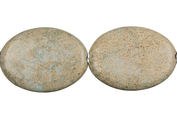 Aqua Terra Jasper Beads - Flat Oval (B) - 20x30mm - 16-inch - unbranded beads for jewelry making