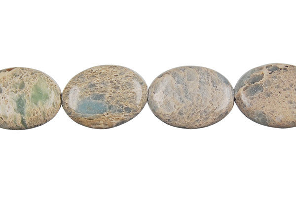 Aqua Terra Jasper Beads - Flat Oval (B) - 13x18mm - 16-inch - unbranded beads for jewelry making