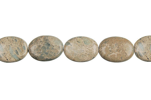 Aqua Terra Jasper Beads - Flat Oval (B) - 10x14mm - 16-inch - unbranded beads for jewelry making