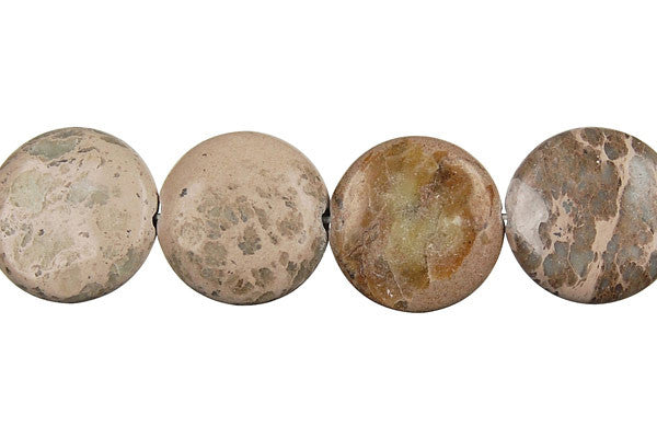Aqua Terra Jasper Beads - Coin (B) - 20x20mm - 16-inch - unbranded beads for jewelry making