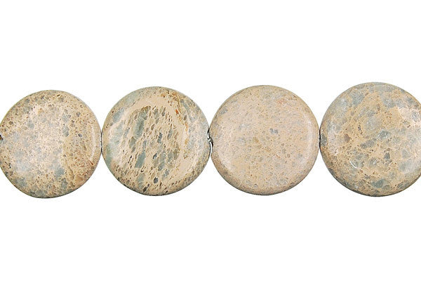 Aqua Terra Jasper Beads - Coin (B) - 16x16mm - 16-inch - unbranded beads for jewelry making