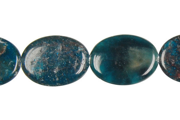 Apatite Beads - Flat Oval (Dark) - 15x20mm - 16-inch - unbranded beads for jewelry making
