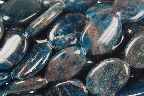 Apatite Beads - Flat Oval (Dark) - 13x18mm - 16-inch - unbranded beads for jewelry making