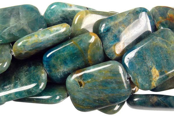 Apatite Beads - Flat Rectangle (B) - 15x20mm - 16-inch - unbranded beads for jewelry making