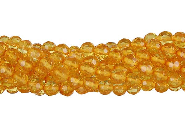 Amber Beads - Faceted Round (Light) - 4mm - 16-inch - unbranded beads for jewelry making