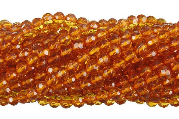 Amber Beads - Faceted Round (Dark) - 4mm - 16-inch - unbranded beads for jewelry making