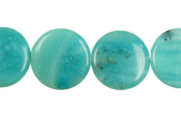 Amazonite Beads - Coin (Dark) - 20x20mm - 16-inch - unbranded beads for jewelry making