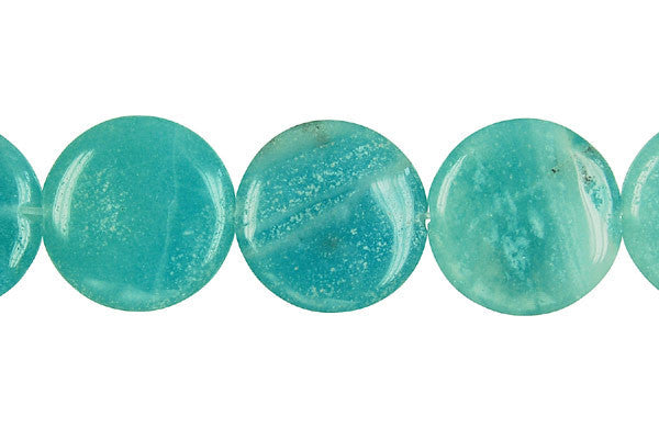 Amazonite Beads - Coin (Dark) - 18x18mm - 16-inch - unbranded beads for jewelry making