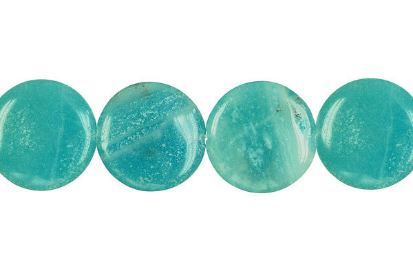 Amazonite Beads - Coin (Dark) - 16x16mm - 16-inch - unbranded beads for jewelry making