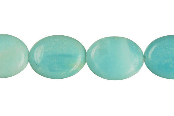 Amazonite Beads - Flat Oval (Light) - 15x20mm - 16-inch - unbranded beads for jewelry making