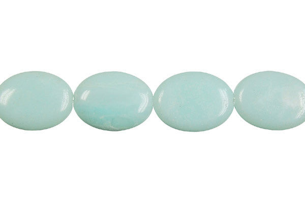 Amazonite Beads - Flat Oval (Light) - 12x16mm - 16-inch - unbranded beads for jewelry making