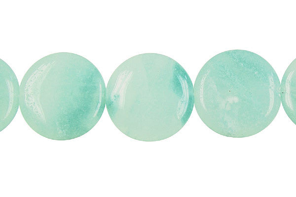 Amazonite Beads - Coin (Light) - 18x18mm - 16-inch - unbranded beads for jewelry making