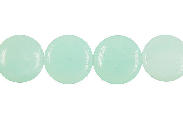Amazonite Beads - Coin (Light) - 16x16mm - 16-inch - unbranded beads for jewelry making