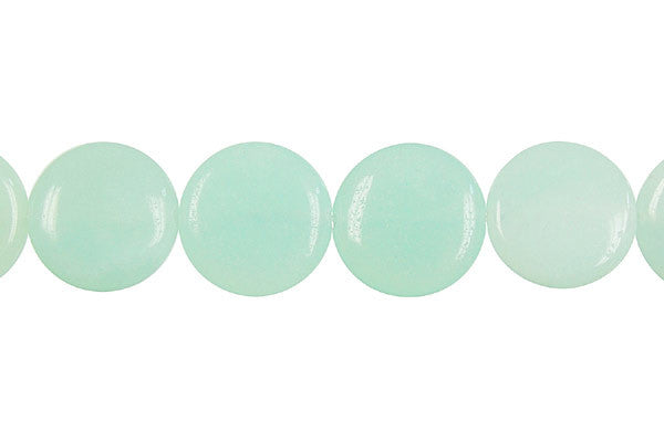 Amazonite Beads - Coin (Light) - 14x14mm - 16-inch - unbranded beads for jewelry making