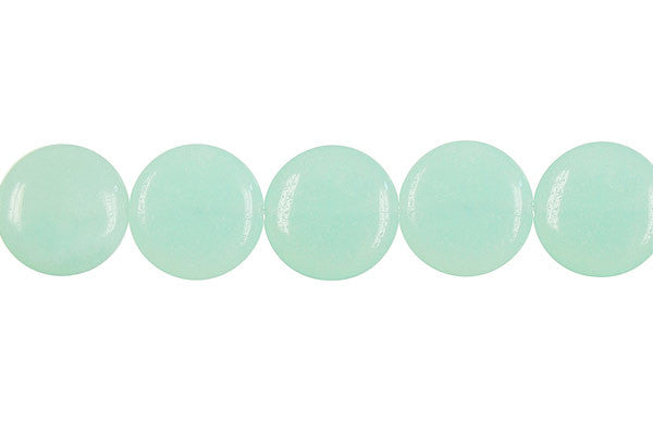 Amazonite Beads - Coin (Light) - 12x12mm - 16-inch - unbranded beads for jewelry making
