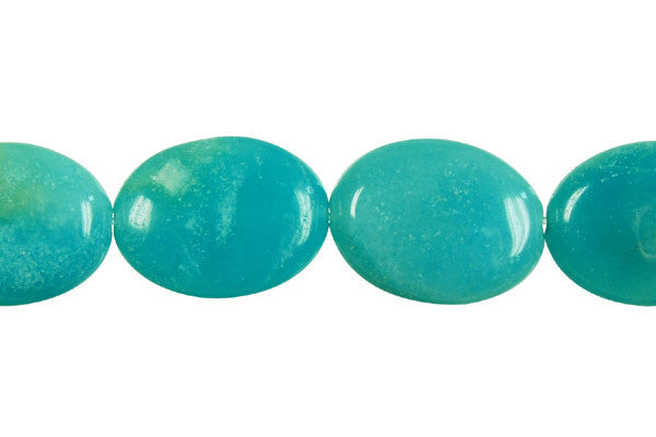 Amazonite Beads - Flat Oval (Dark) - 15x20mm - 16-inch - unbranded beads for jewelry making