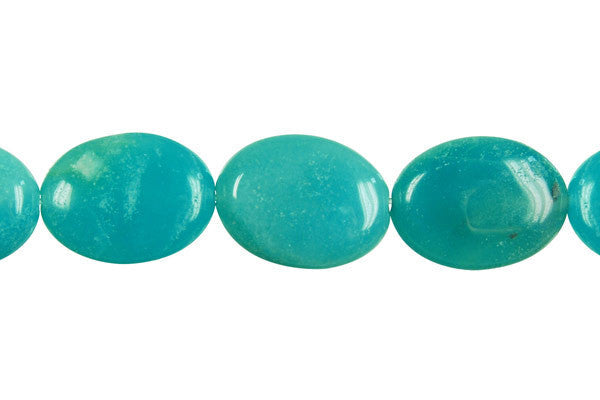 Amazonite Beads - Flat Oval (Dark) - 13x18mm - 16-inch - unbranded beads for jewelry making