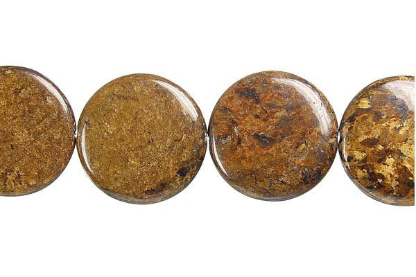 Bronzite Beads - Coin - 25x25mm - 16-inch - unbranded beads for jewelry making