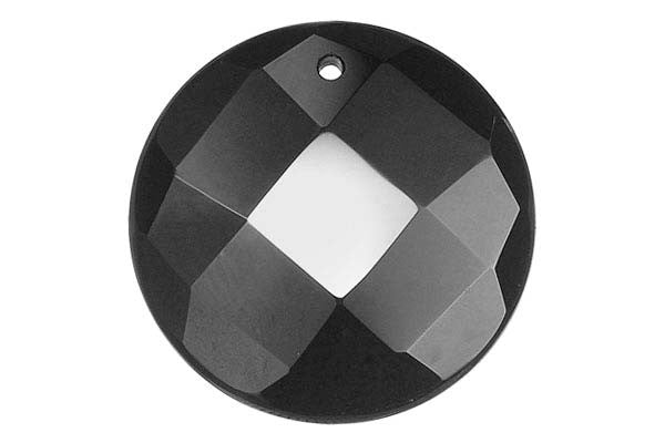 Black Onyx Faceted Coin - 35x35mm - Piece - unbranded Black Onyx pendant for jewelry making