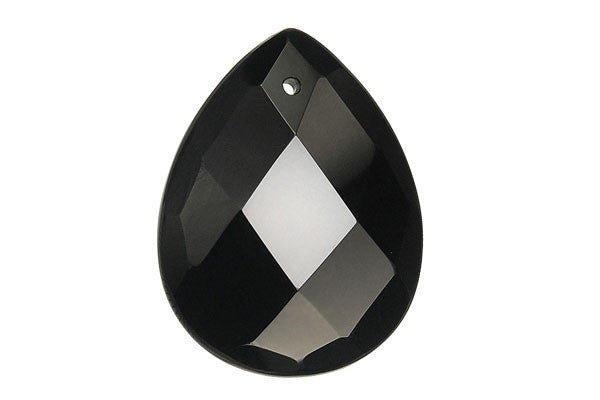Black Onyx Faceted Flat Briolette - 35x45mm - Piece - unbranded Black Onyx pendant for jewelry making