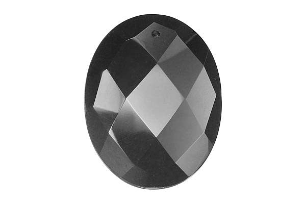 Black Onyx Faceted Flat Oval - 35x45mm - Piece - unbranded Black Onyx pendant for jewelry making