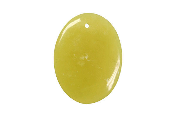 Olive Jade (Light) Flat Oval - 30x40mm - Piece - unbranded Olive Jade pendant for jewelry making