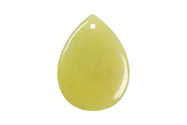 Olive Jade (Light) Flat Briolette - 30x40mm - Piece - unbranded Olive Jade pendant for jewelry making