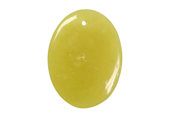 Olive Jade (Light) Flat Oval - 35x45mm - Piece - unbranded Olive Jade pendant for jewelry making