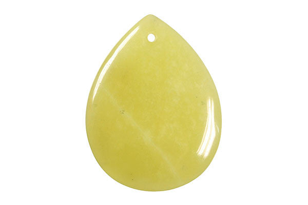 Olive Jade (Light) Flat Briolette - 35x45mm - Piece - unbranded Olive Jade pendant for jewelry making