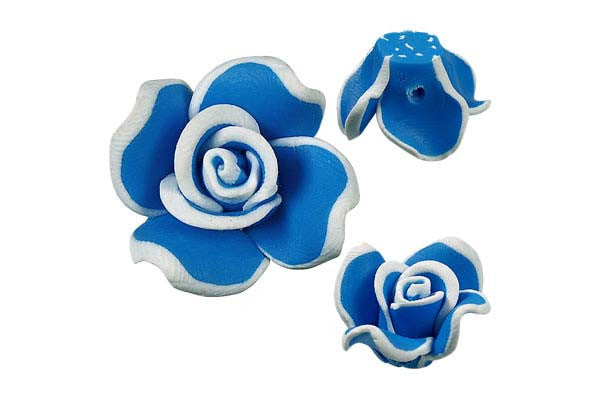 Poly Clay Flower (Blue 406) - 18x18mm - Pack of 5 - unbranded Clay pendant for jewelry making